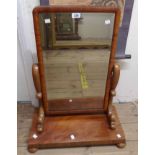 A 56cm Victorian platform dressing table mirror with bevelled oblong plate and scroll supports,