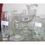 Eight assorted cut and other glass vases and bowls including Webb, and Victorian pressed examples