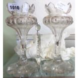 A pair of Victorian cut glass table lustres and drops