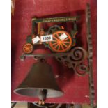 A modern cast iron porch bell with traction engine top