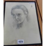 Lisa Stillman: a framed pencil portrait of Mary Maddocks Rossetti - signed with monogram and dated