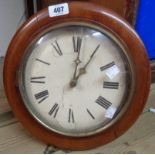 A 19th Century mahogany framed postman's wall clock with twin weight driven wooden framed movement -