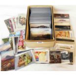 A shoebox containing a collection of early to mid 20th Century plastic sleeved postcards,