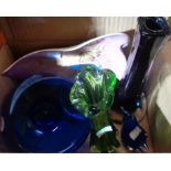A box of assorted ceramic and glass items including Shorter dish, Langham paperweight, etc.