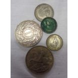 A small quantity of silver coinage comprising 1920 Shilling, 1923 Florin, 1935 Crown, 1944 Shilling,
