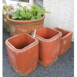 A terracotta pot a/f - sold with three terracotta square pipe sections