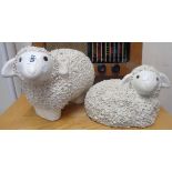 Two large ceramic sheep