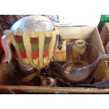 A vintage Stork margarine box containing a quantity of kitchenalia including Campbells Soup vacuum