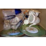 A box containing china and collectable items including Adderley coffee set. Mintons plates, etc.