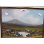 R. D. Sherrin: a gilt framed gouache, depicting a view of Hay Tor from the valley with pool in