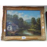 George Horne: an ornate gilt framed oil on canvas, entitled Tuckenhay, Ashprington n'r Totnes,