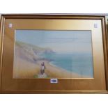 John White: a gilt framed and slipped watercolour entitled Morning on the Cliffs N'r Falmouth,