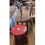 A late 19th Century bentwood child's chair with decorative machine pressed seat panel - sold with