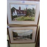 Victor Nash: a pair of gilt framed watercolours, one entitled Crown Farm, Romford, Exssex, the other