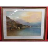 John Shapland: a gilt framed watercolour, depicting a large and extensive view of Montreux from