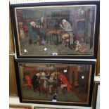 Cecil Aldin: a pair of framed early 20th Century coloured prints, depicting interior scenes with