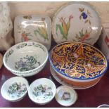 Two pieces of Royal Worcester Evesham oven to tableware, three pieces of Portmeirion Botanic Garden,
