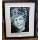 Robert "Rob" Smith (Dawlish): a framed oil on board portrait of Lady Diana Spencer - signed - 43.5cm