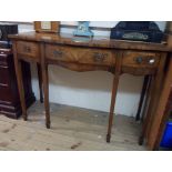 A 1.22m mahogany crossbanded and strung sideboard in the antique style with three frieze drawers,