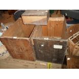 A pair of 52cm vintage Tate Cube Sugar pine packing crates - sold with a small old oak lift top box