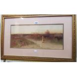 George Oyston: a gilt framed and wide slipped chromolithograph, depicting females on a track in a