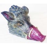 A large ceramic tureen in the form of a boar's head - one tusk a/f