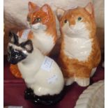 Three Babbacombe pottery cats