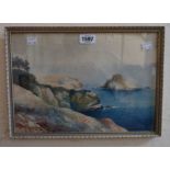 T. Binmore: a framed watercolour, depicting a view of Thatchers Rock - signed