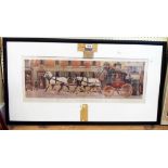 Cecil Aldin: a framed 20th Century coloured print, entitled The Edinburgh Coach - copyright Lawrence