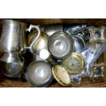 A quantity of silver plated items including goblets, tankard and candlestick, also a silver fruit