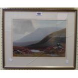 J. Whiteley (R.D. Sherrin): a framed gouache, depicting a moorland view with flowering heather and