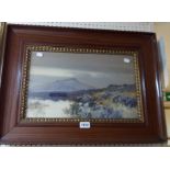 F. J. Widgery: a decorative wood framed gouache, depicting a Dartmoor view with Sheep's Tor in