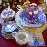 A selection of blue and white china including Copeland Spode Italian bowl and teapot, Wedgwood