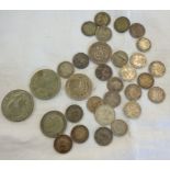 A collection of 19th Century and later silver coinage including 1899 Shilling, 1913 Ceylon 10 Cents,