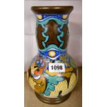 A Gouda pottery vase decorated with geometric designs - a/f