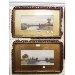 Robert Winter: a pair of damaged gilt framed and slipped watercolours, depicting figures and