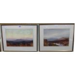 MacIvor: a framed gouache, depicting a moorland view with tor in distance - sold with another with
