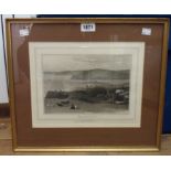 William Daniell: a gilt framed antique engraving of Teignmouth - engraved and published by the