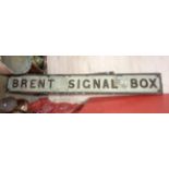 Devon Railway Interest: A vintage cast iron board sign Brent Signal Box