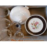 A box containing assorted china and glass