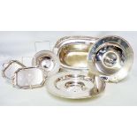 Three graduated silver alms dishes with hallmarks to rims by Comyns of London Ltd. - two 1994, the