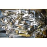 A box containing a large quantity of assorted silver plated and other cutlery