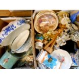 Two boxes containing assorted ceramics, etc.