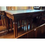 A reproduction mahogany coffee table with two nesting tea tables - wear