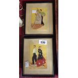 A pair of vintage framed Spanish embroidered flamenco prints