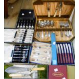 Various cased sets and part sets of silver plated cutlery