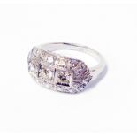 An Art Deco style marked PLAT diamond cluster ring with pierced shoulders - 1.10ct TDW