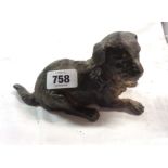 Attributed to Franz Bergman: a Vienna cold painted bronze dog pattern inkwell with ceramic liner (