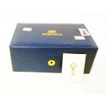 A Festina blue leatherette tray fitted jewellery box with key - unused