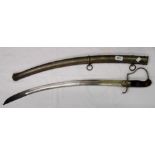 An antique Imperial Prussian M1873 artilleryman's sabre with steel scabbard - some pitting to guard